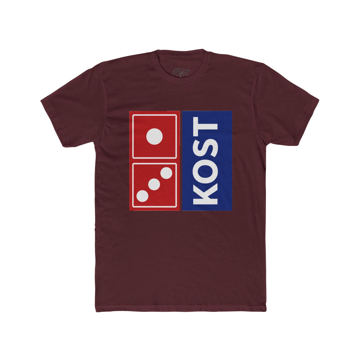 KOST Domino Logo Tee — Retro Red & Blue Graphic T-Shirt
