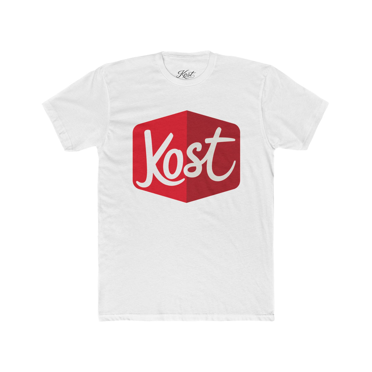 Kost Logo Tee — Retro Red Hexagon Graphic T-Shirt