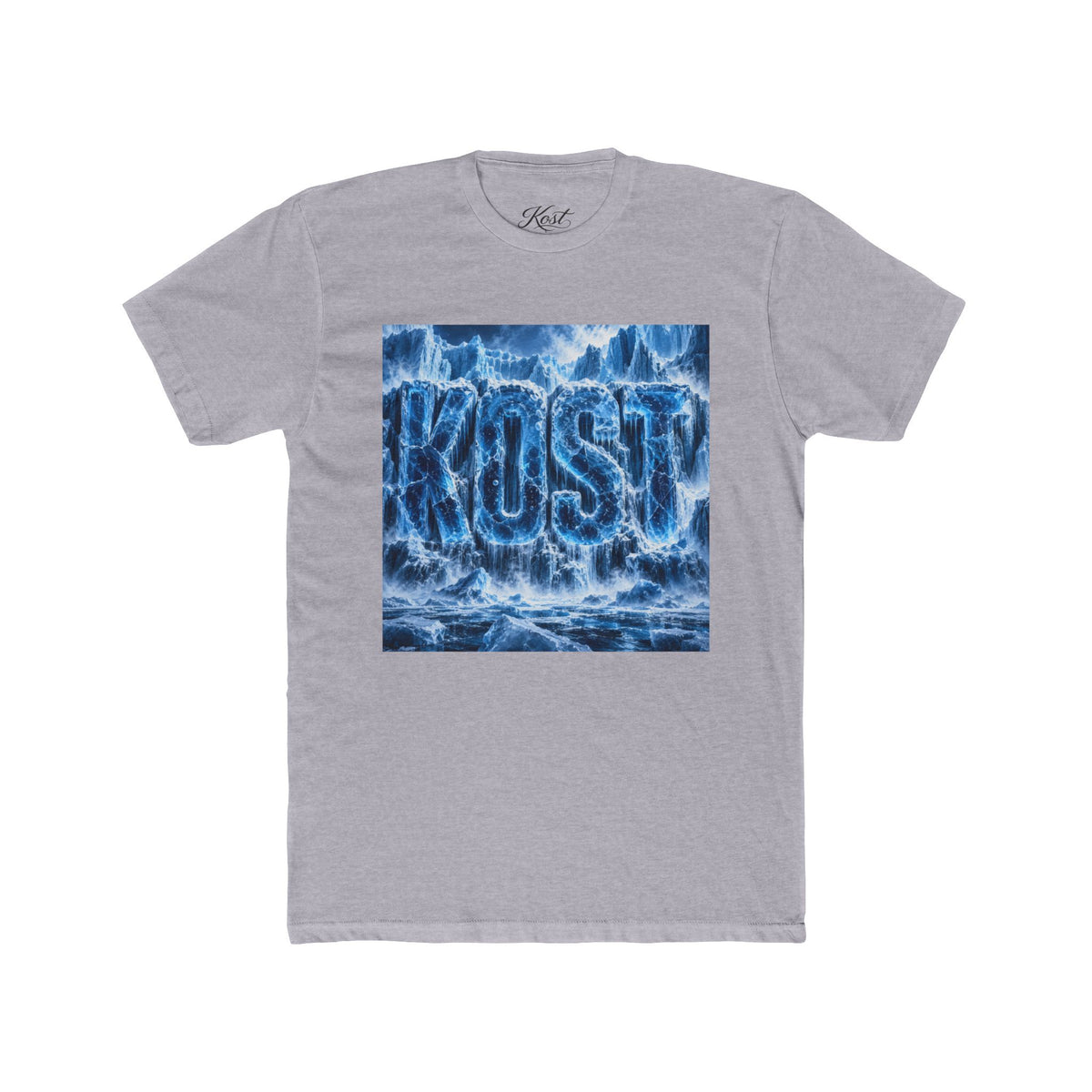 KOST Waterfall Graphic Tee — Blue Wave Texture Crew Shirt