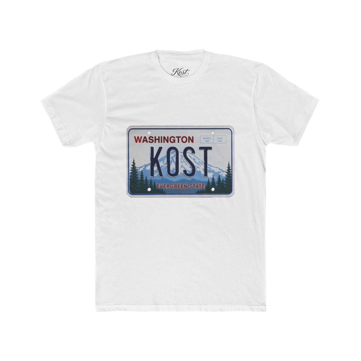 Washington License Plate Tee — 'KOST' Mountain Forest Graphic Shirt