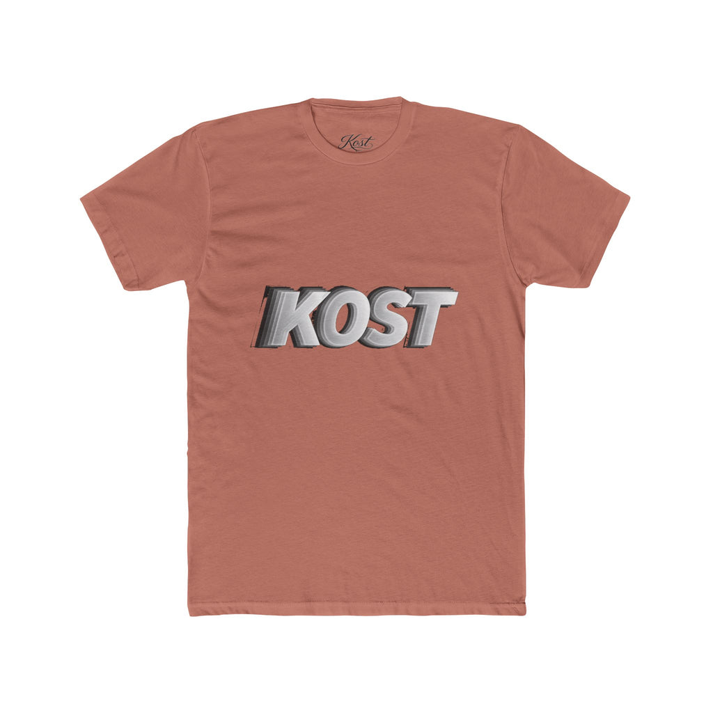 KOST 3D Metallic Logo Tee — White Graphic Crewneck T-Shirt