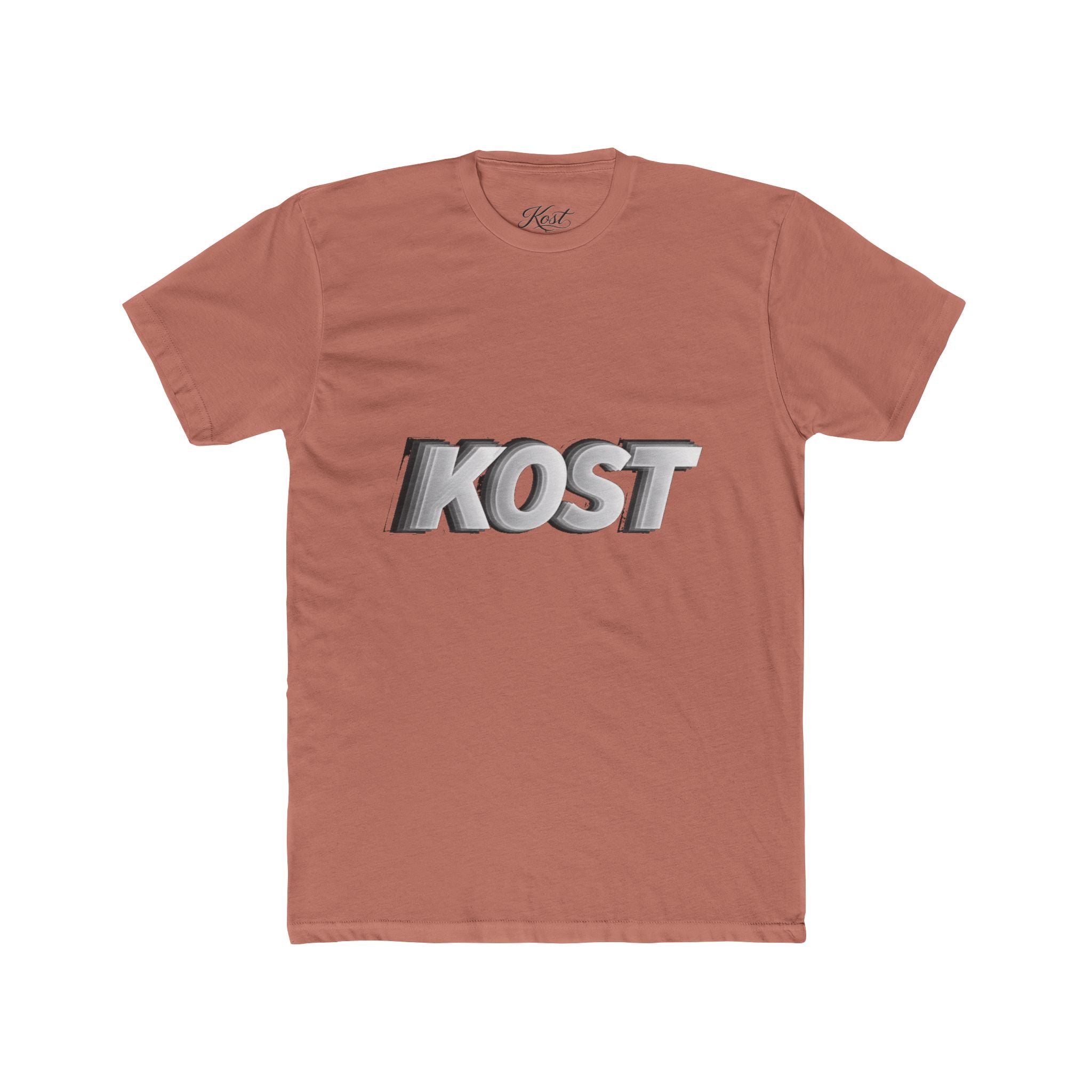 KOST 3D Metallic Logo Tee — White Graphic Crewneck T-Shirt