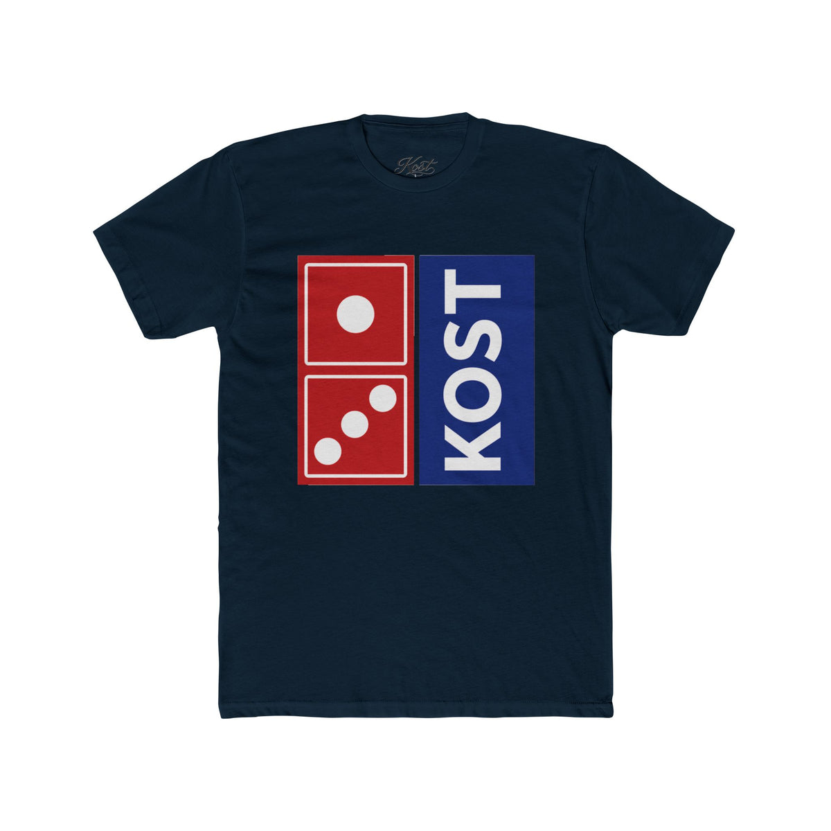 KOST Domino Logo Tee — Retro Red & Blue Graphic T-Shirt