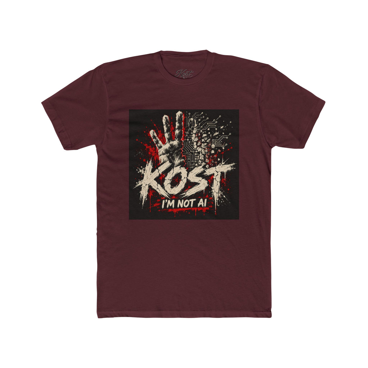 T-Shirt — KOST "I'm Not Al" Graphic Tee (Handprint Horror Design)