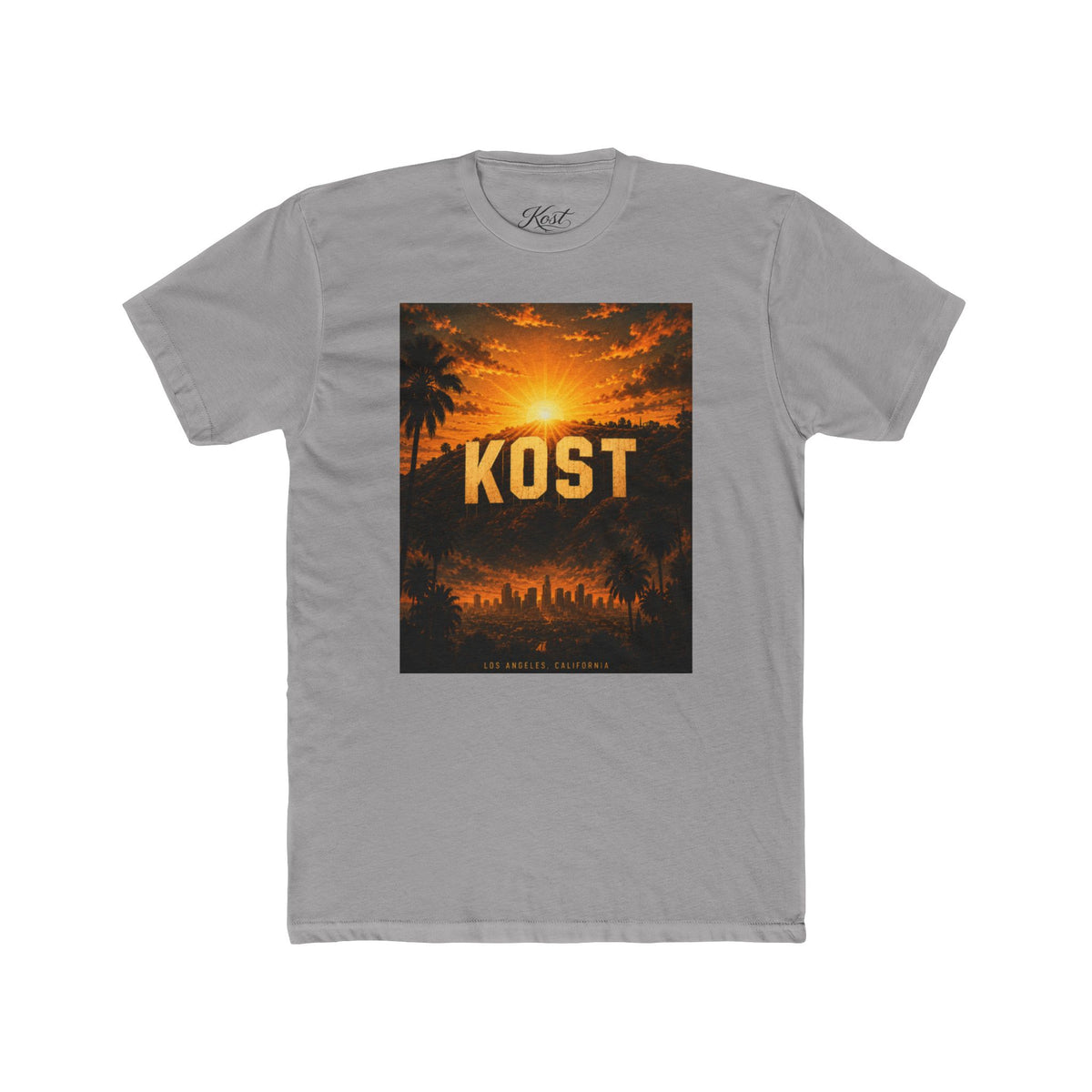 KOST Sunset Graphic Tee — Retro Palm Tree Cityscape T-Shirt