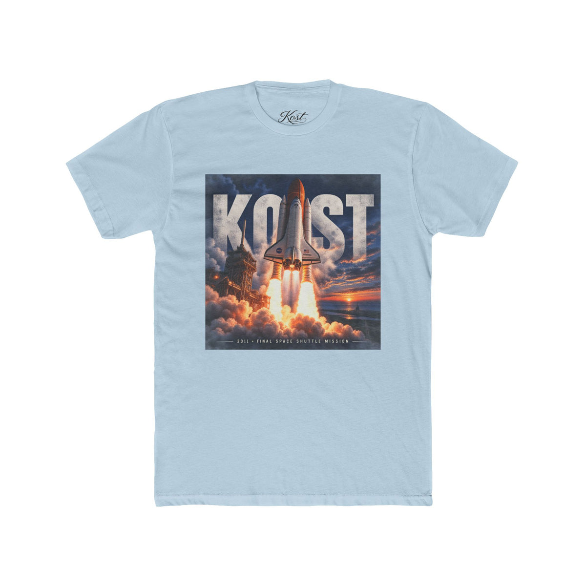 Space Shuttle Launch Graphic Tee — 'KOST' Retro Rocket Crew Shirt