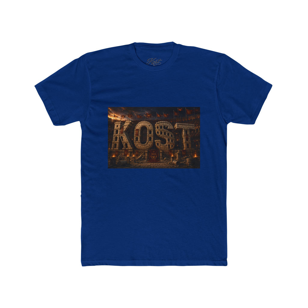 ROST Vintage Industrial Graphic Tee — Rusted Metal Letters Crew Shirt