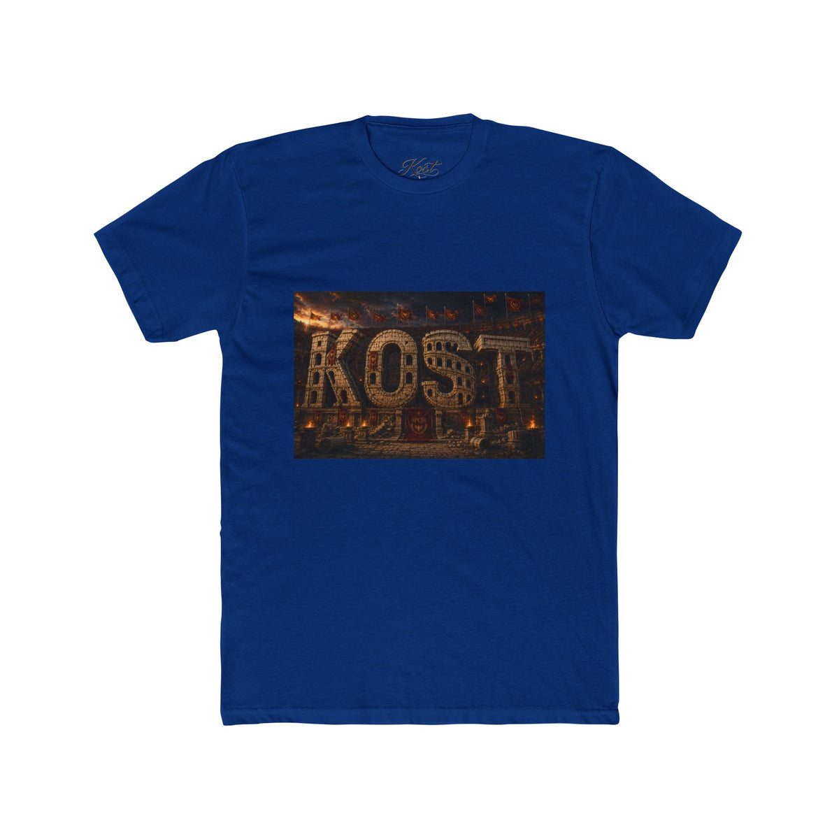 ROST Vintage Industrial Graphic Tee — Rusted Metal Letters Crew Shirt
