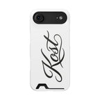 Phone Case with Card Holder – Elegant Black Calligraphy Design