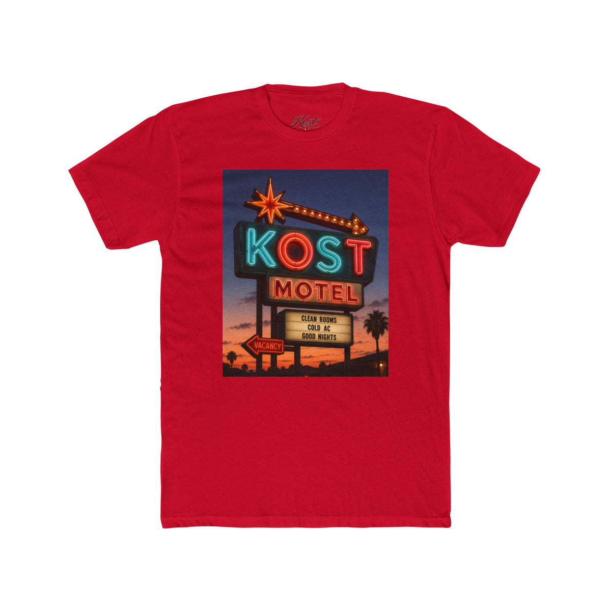KOST Motel Retro Neon Sign Cotton T-Shirt