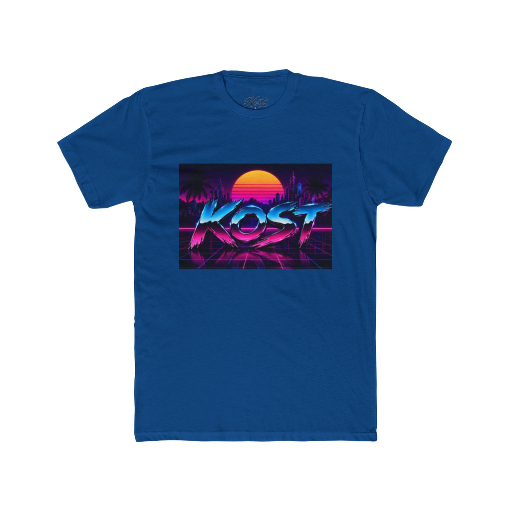 Retro Sunset "ROST" Graphic Tee — 80s Vaporwave Palm Beach T-Shirt