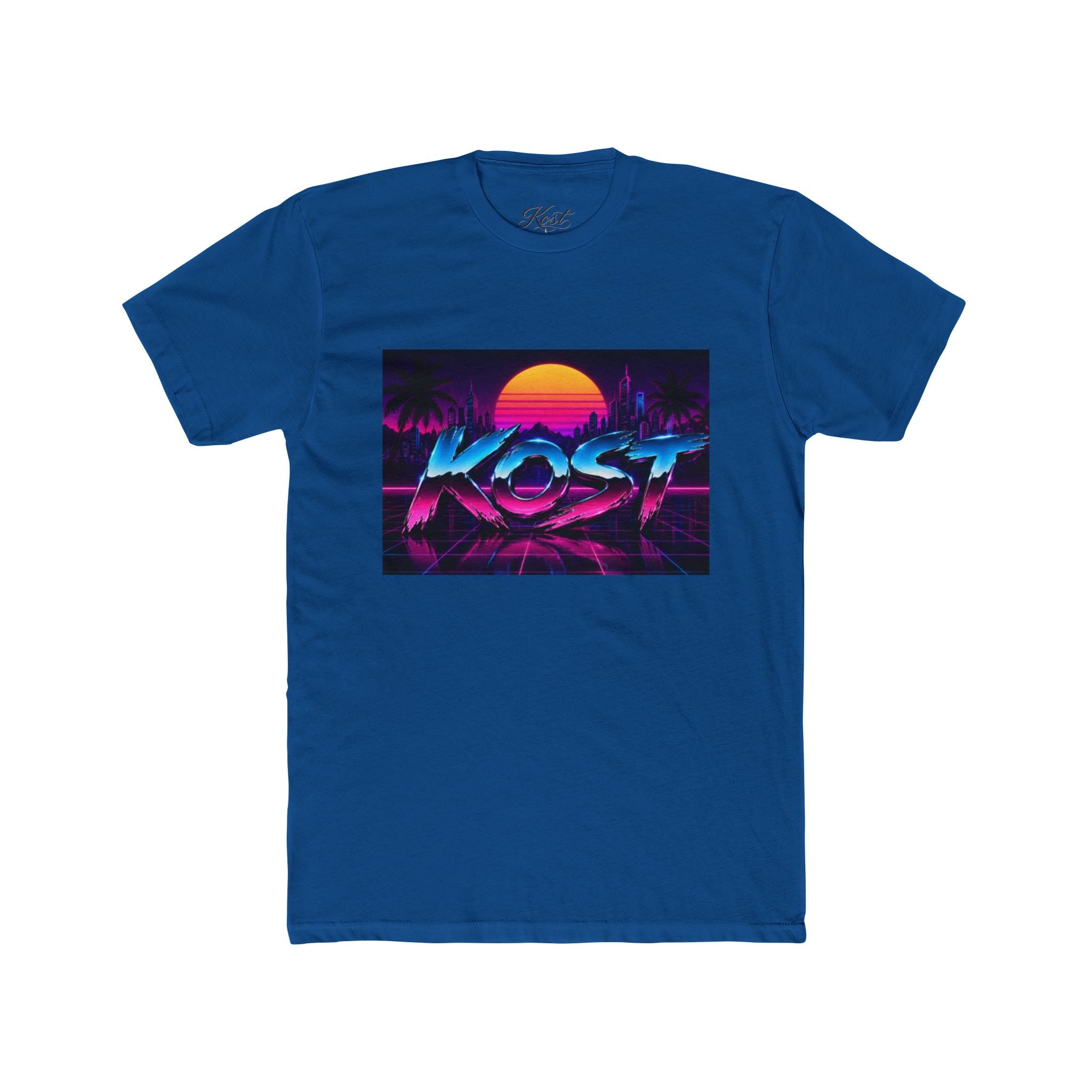 Retro Sunset "ROST" Graphic Tee — 80s Vaporwave Palm Beach T-Shirt