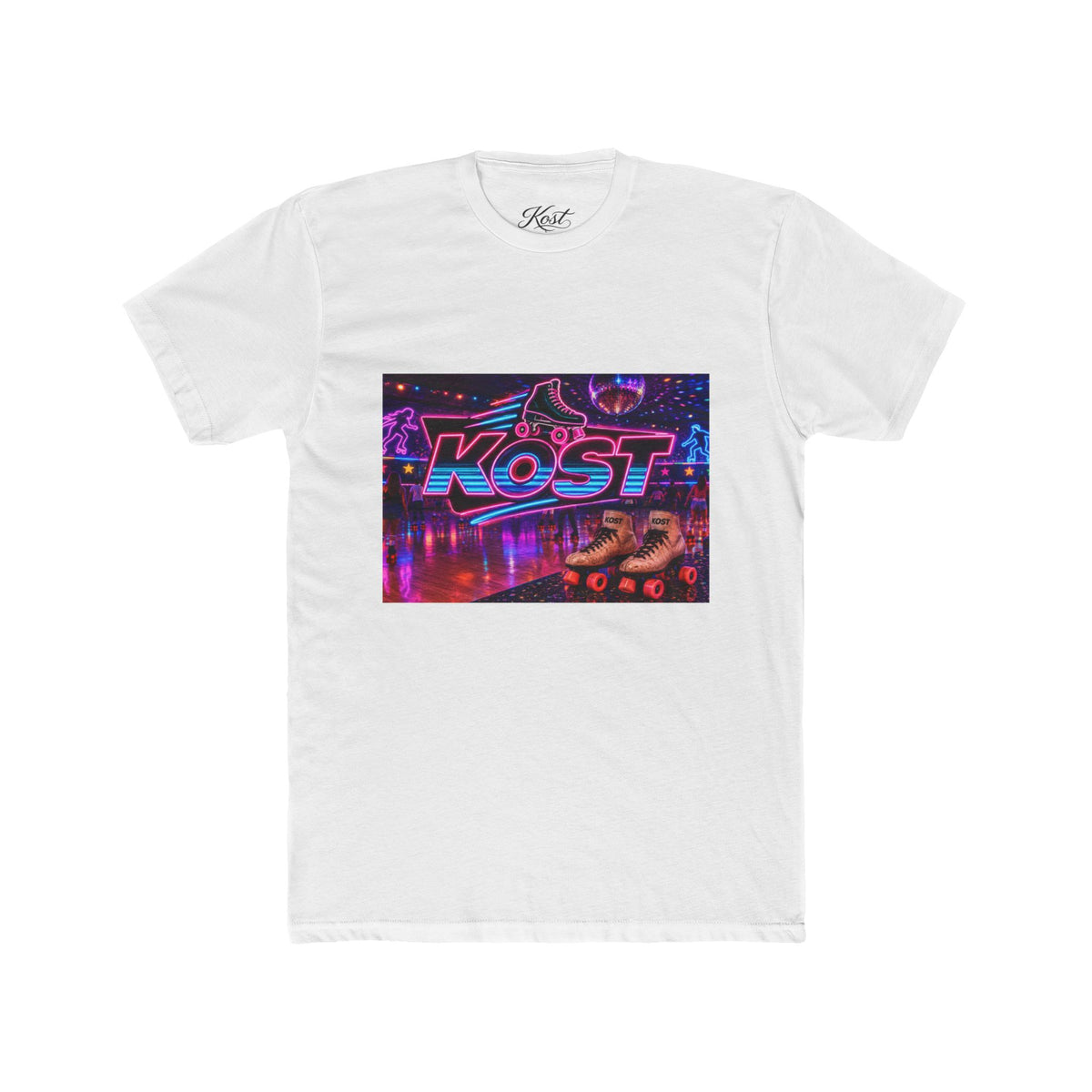Retro Roller Disco Tee — “KOST” Neon Skate Graphic T-Shirt
