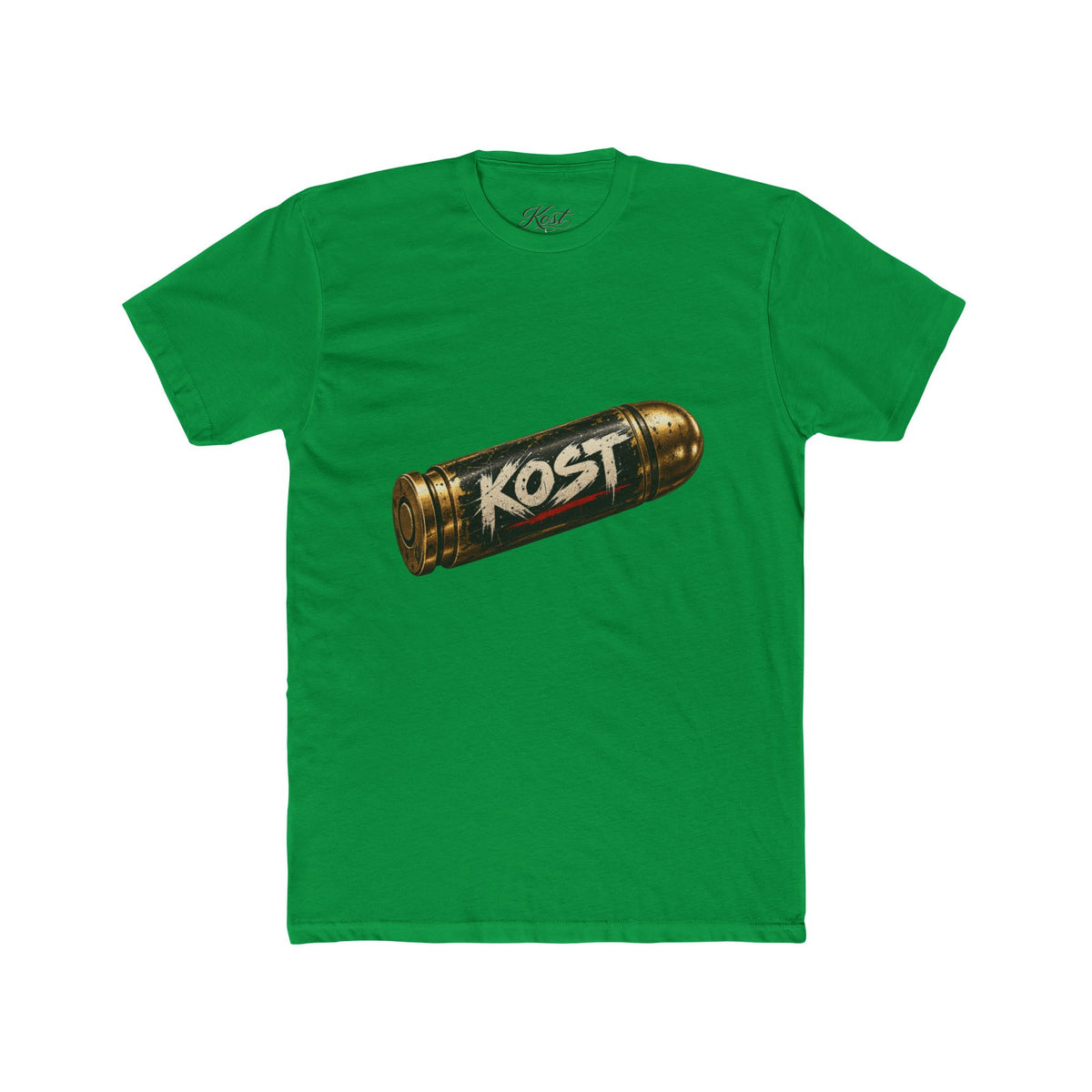 Bullet Logo T‑Shirt — "KOST" Vintage Brass Bullet Graphic