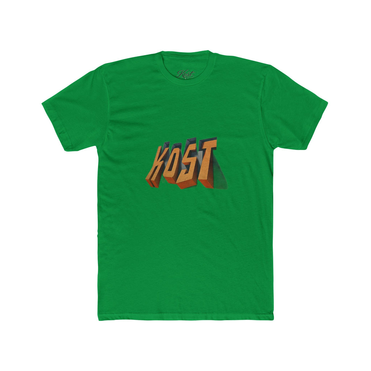 Retro 3D 'KOST' Graphic Tee — Vintage Orange Shadow Cotton T-Shirt