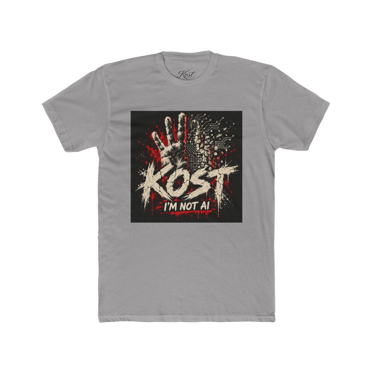 T-Shirt — KOST "I'm Not Al" Graphic Tee (Handprint Horror Design)