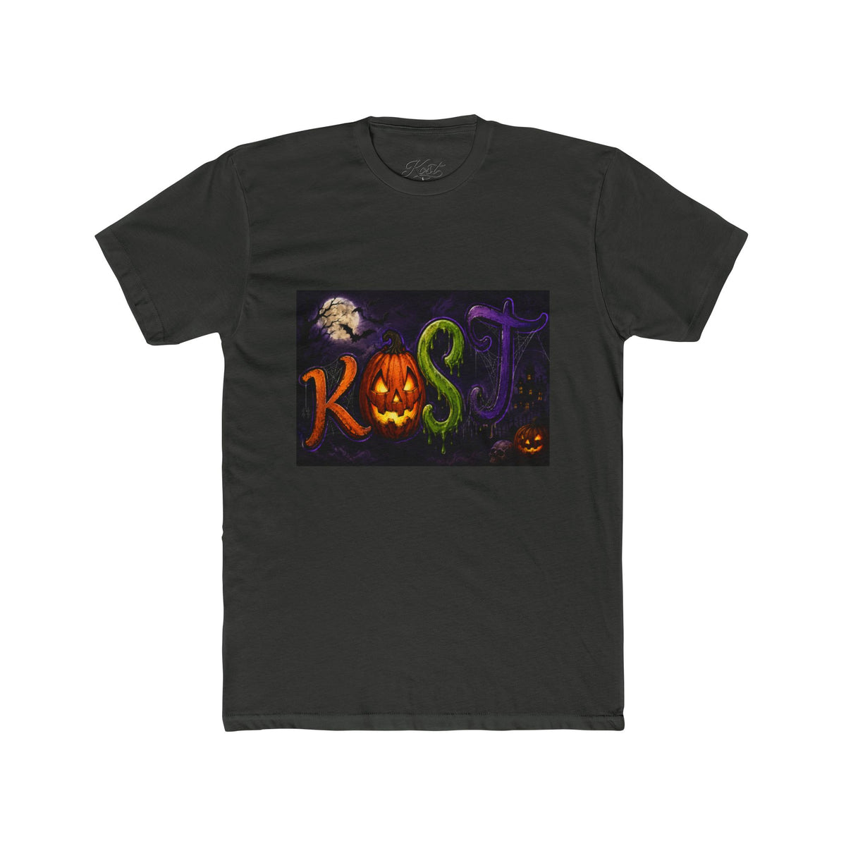 Halloween 'Kost' Graphic Tee — Spooky Pumpkin Lettering Shirt