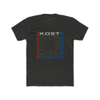Kost Repeating Text Graphic Tee — Minimal Pastel Square Design