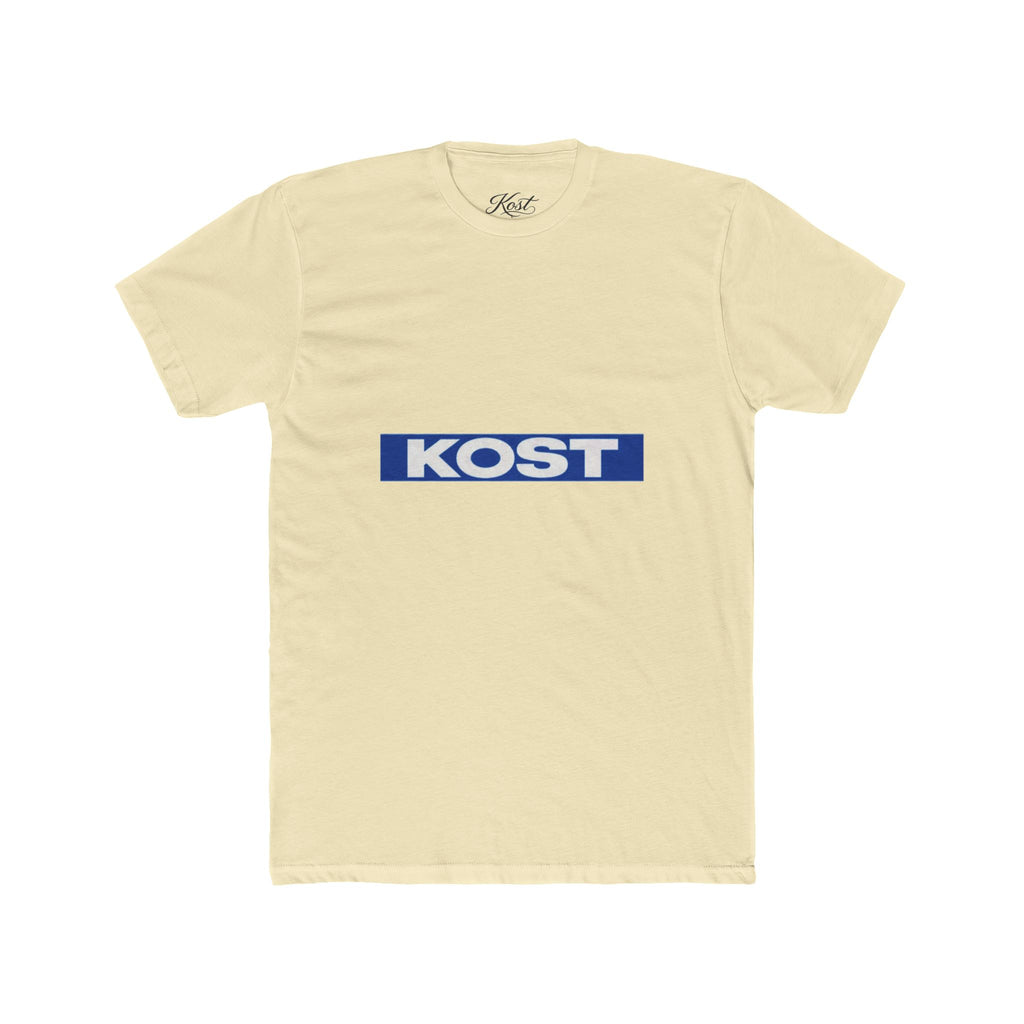 KOST Logo Tee — Retro Blue Box Graphic Cotton T‑Shirt
