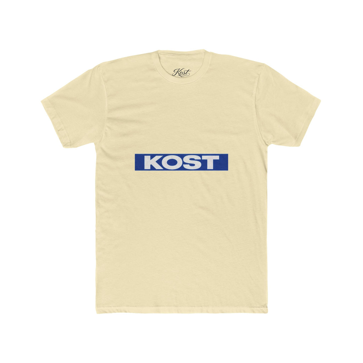 KOST Logo Tee — Retro Blue Box Graphic Cotton T‑Shirt