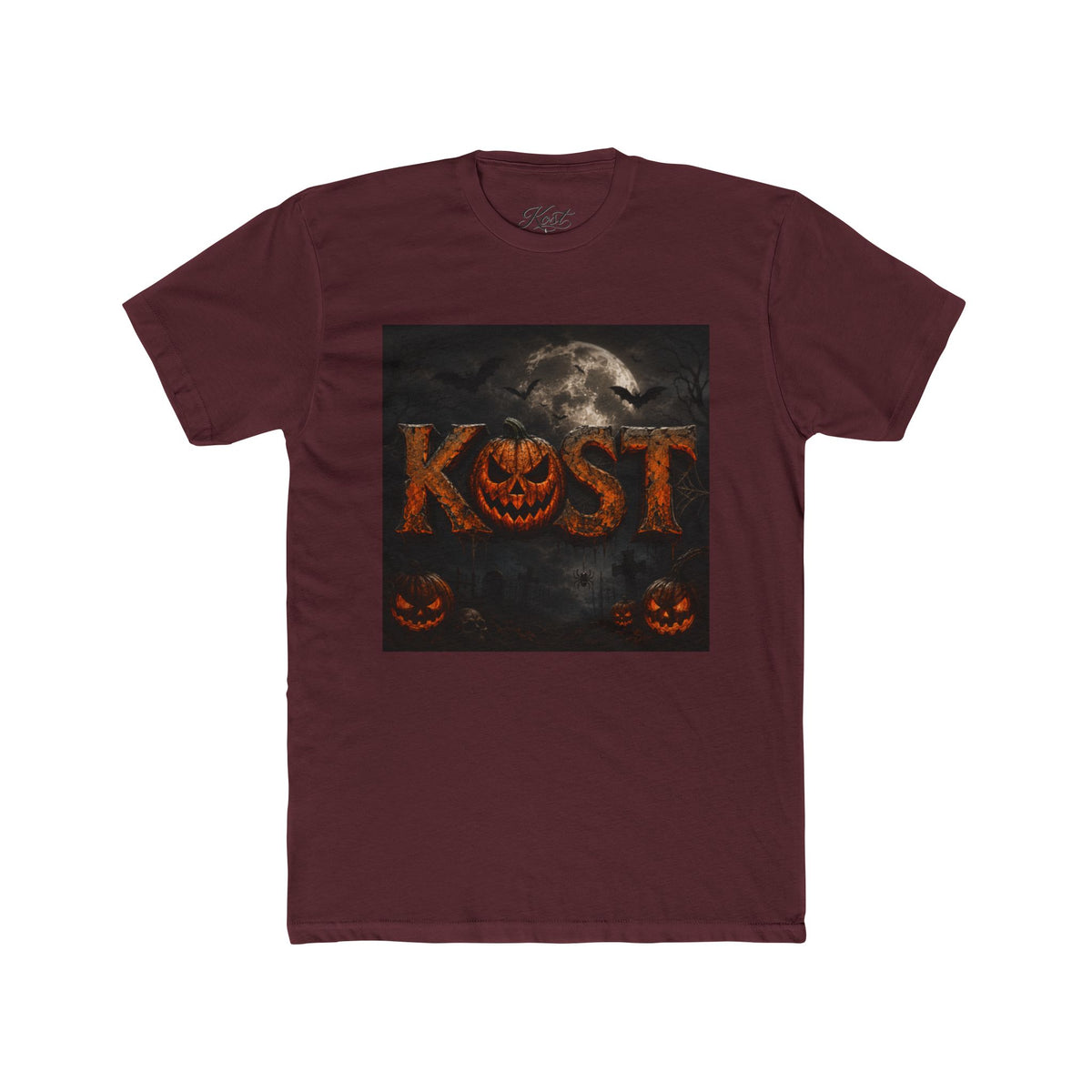 Halloween Pumpkin 'KOST' Crew Tee — Spooky Jack-o'-Lantern Moon T-Shirt