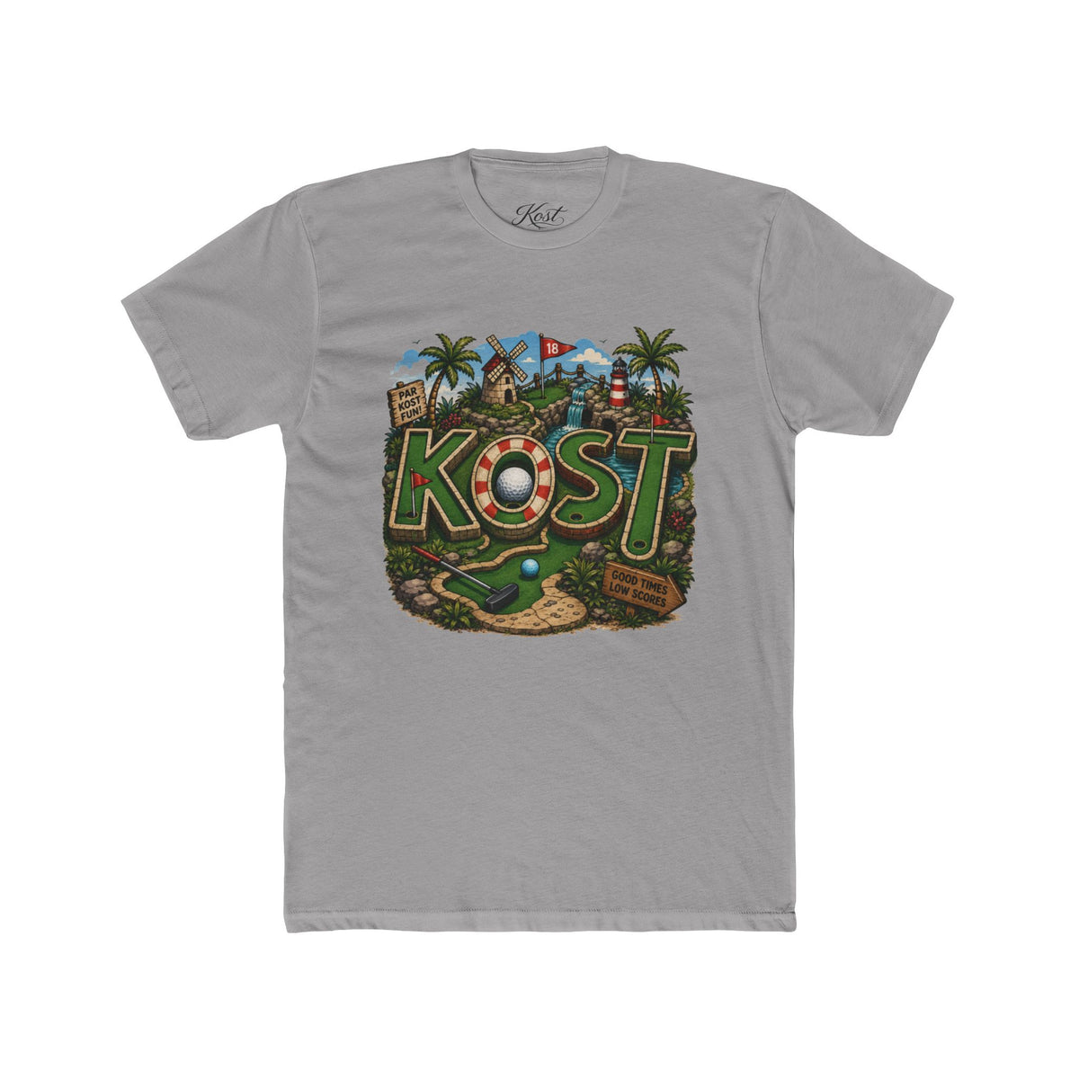 KOST Golf Course Graphic Tee — Vintage Island Mini Golf Design