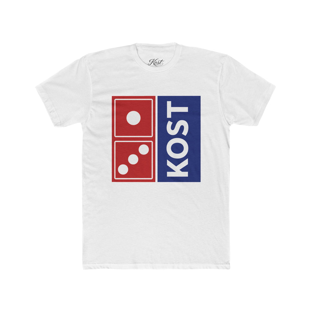 KOST Domino Logo Tee — Retro Red & Blue Graphic T-Shirt