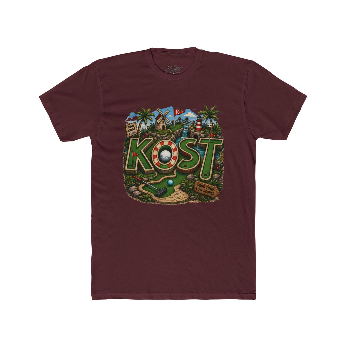KOST Golf Course Graphic Tee — Vintage Island Mini Golf Design