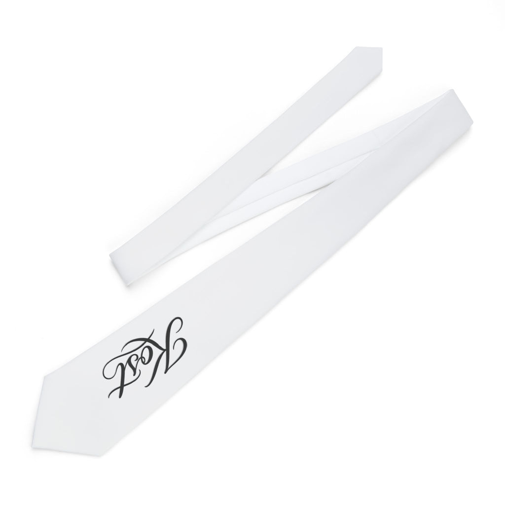 White Necktie with Elegant Monogram Design