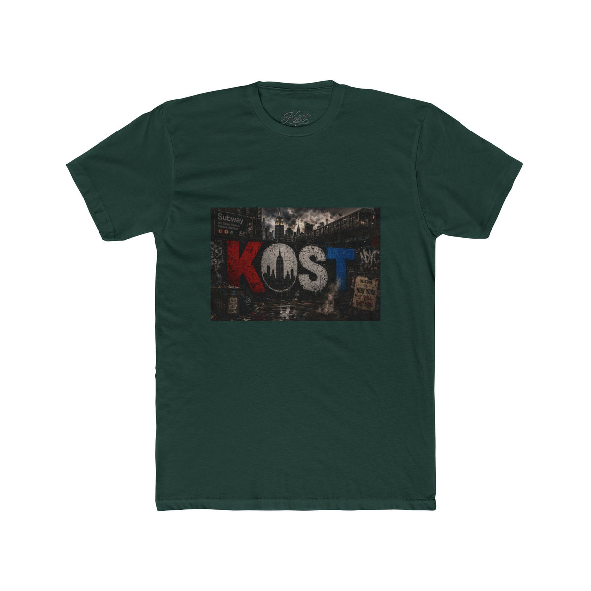 KOST Vintage Band Tee — Distressed Red, White & Blue Music Graphic