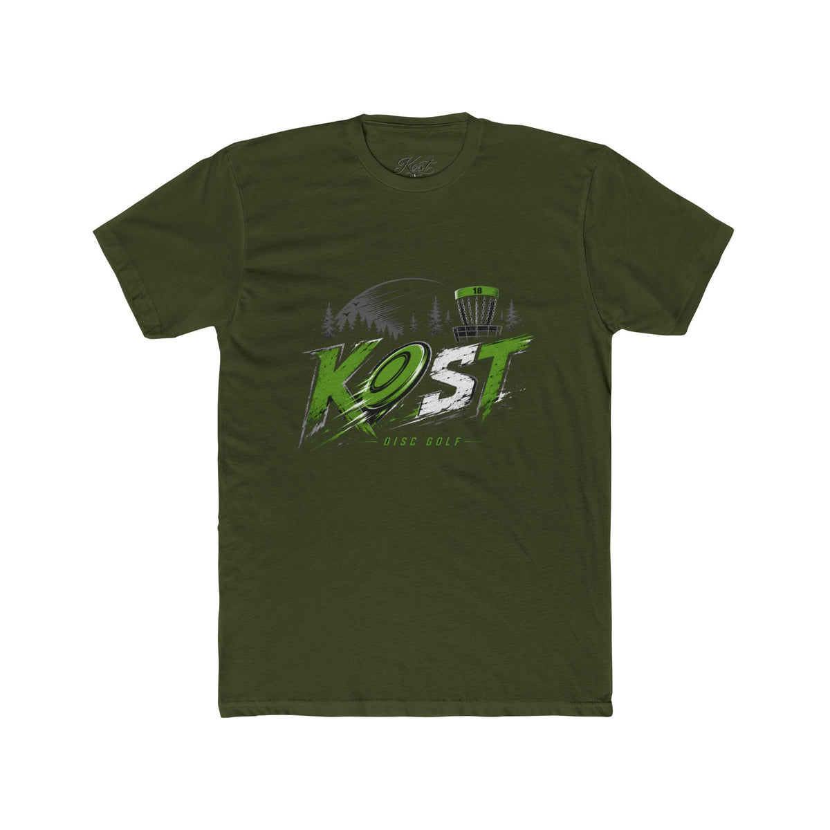 Disc Golf Tee — "K.O.T" Logo Shirt with Basket & Forest Graphic