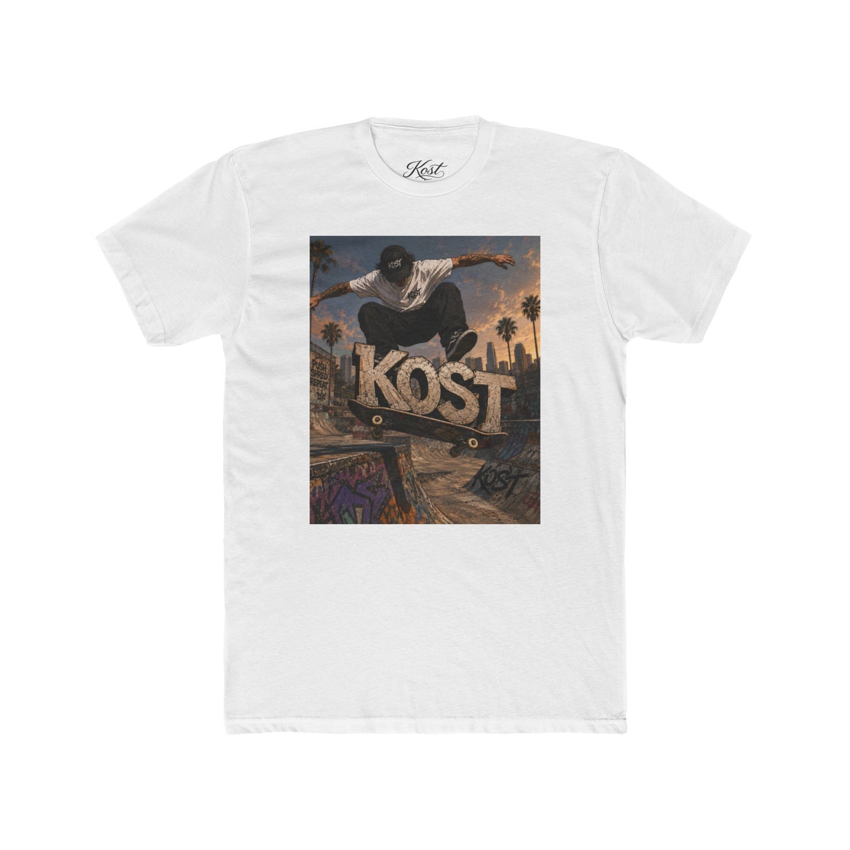 Skater KOST Graphic Tee — Urban Skateboard Crew Shirt