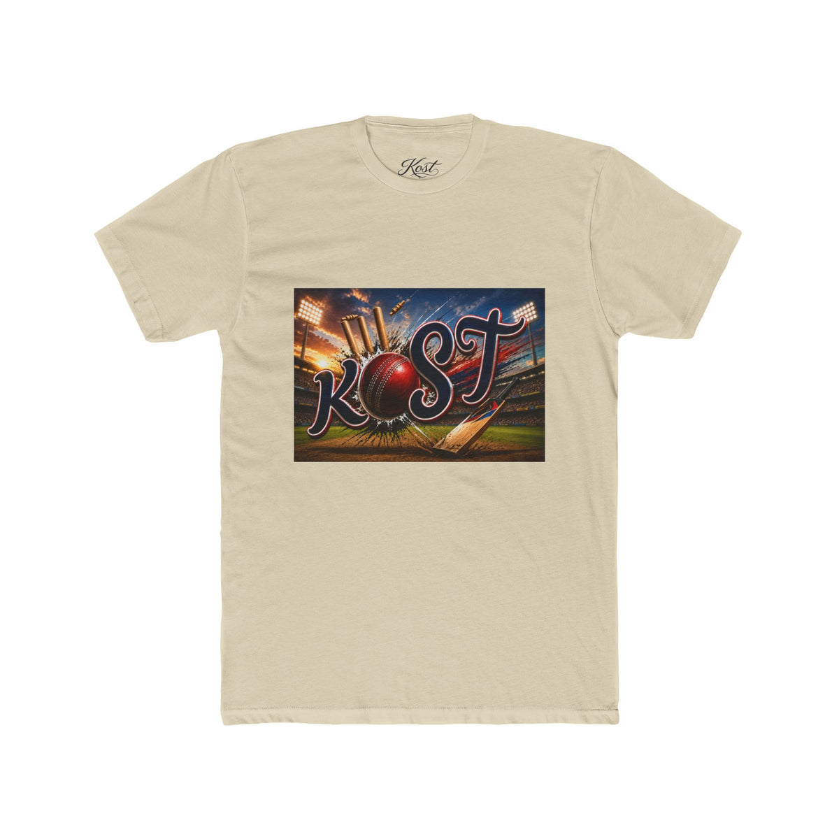 Rost Cityscape Crew Tee — Retro Neon Script Graphic T-Shirt