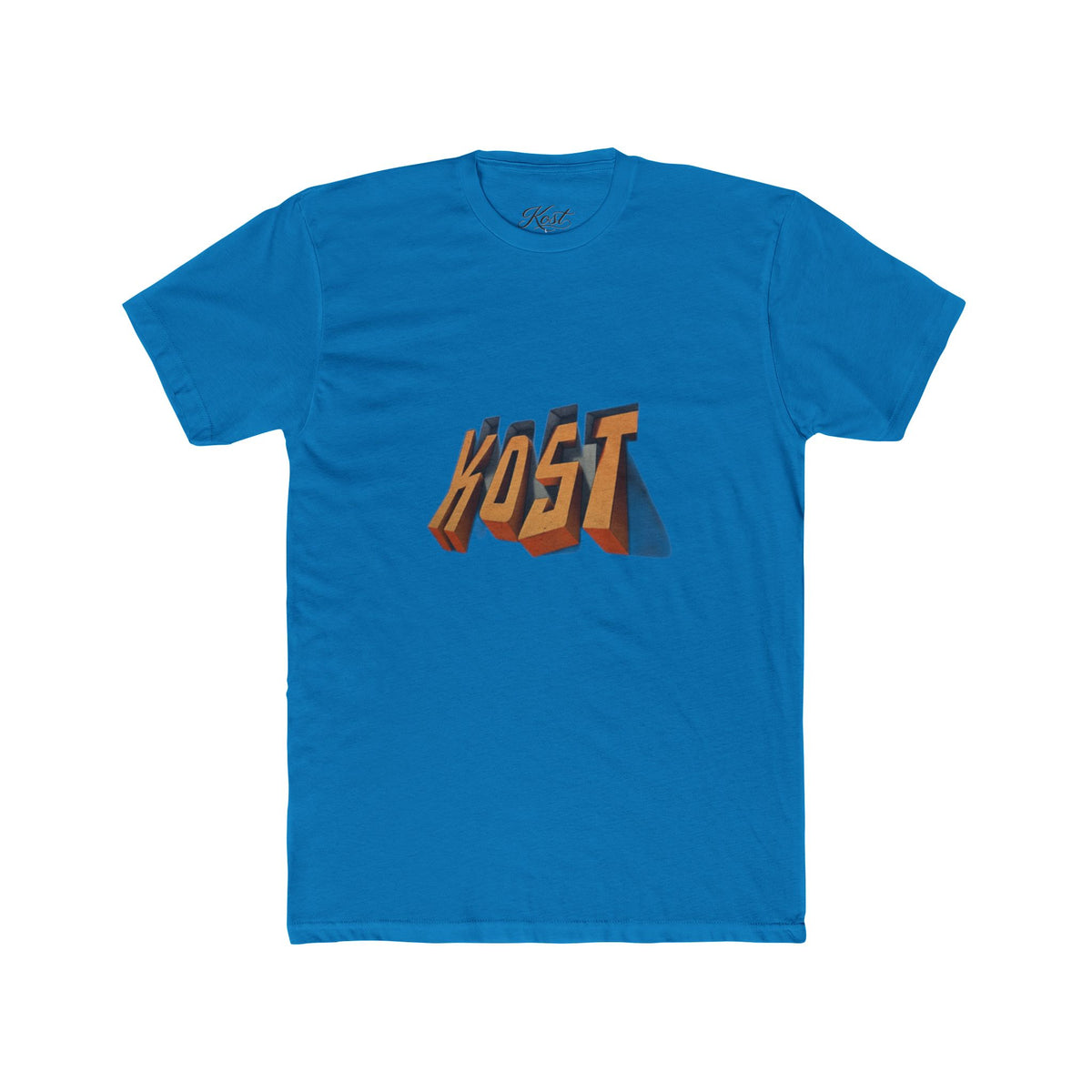 Retro 3D 'KOST' Graphic Tee — Vintage Orange Shadow Cotton T-Shirt