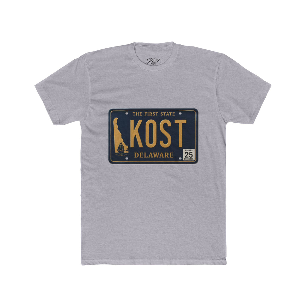 Delaware License Plate Tee — KOST Vintage State Plate T‑Shirt