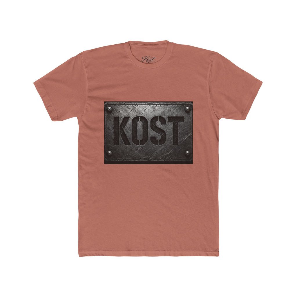 KOST Industrial Metal Plaque T‑Shirt — Vintage Steel Nameplate Tee