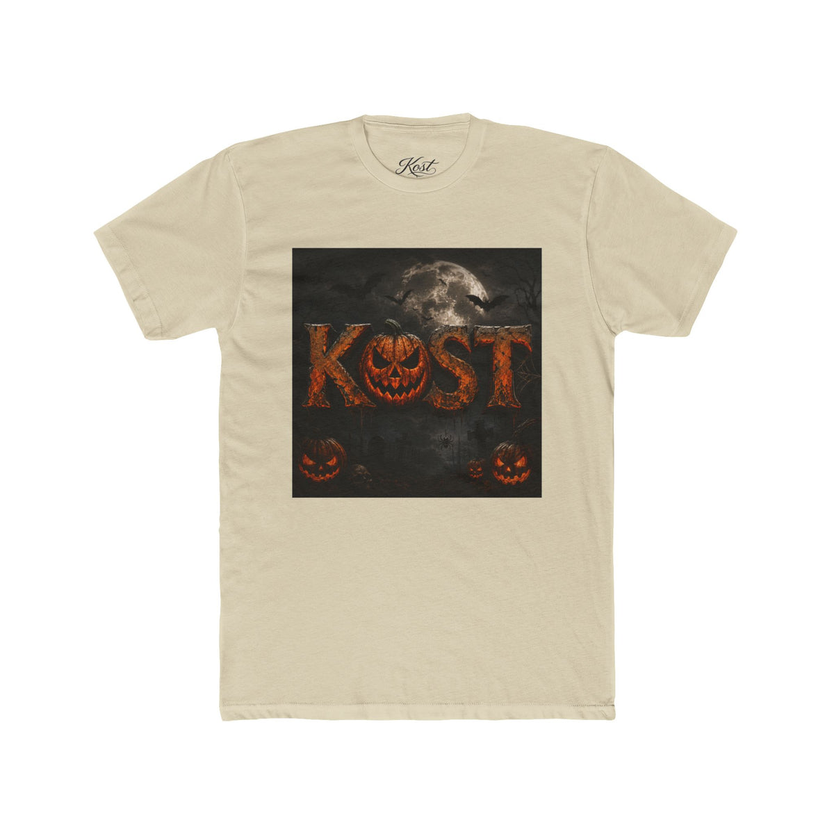 Halloween Pumpkin 'KOST' Crew Tee — Spooky Jack-o'-Lantern Moon T-Shirt