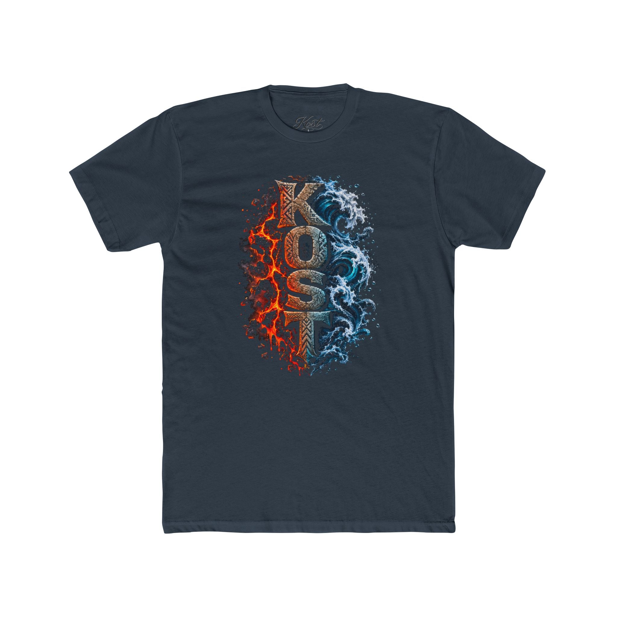 Crew Tee - 'KOSU' Red & Blue Grunge Wave Graphic