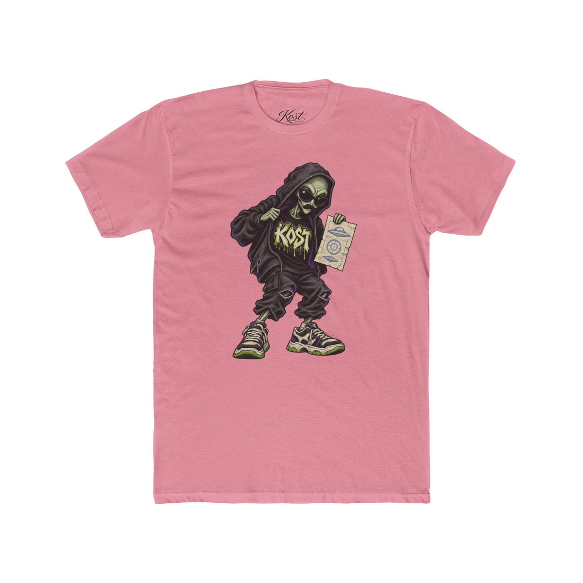 Skull Hood Crew Tee — Grunge Streetwear Graphic T-Shirt with 'Kost' Design