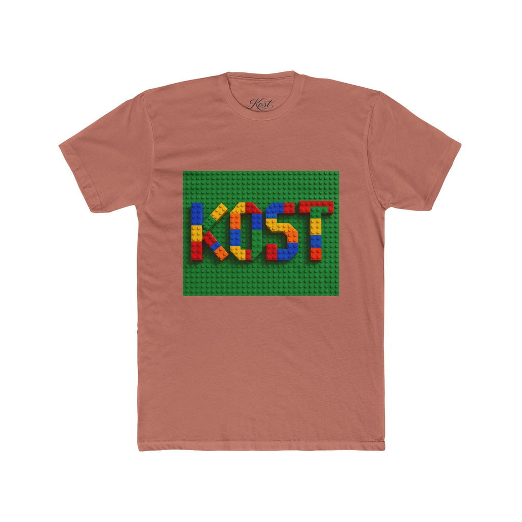 Kids Block Name Tee — Colorful Building Brick 'KOST' Graphic Shirt