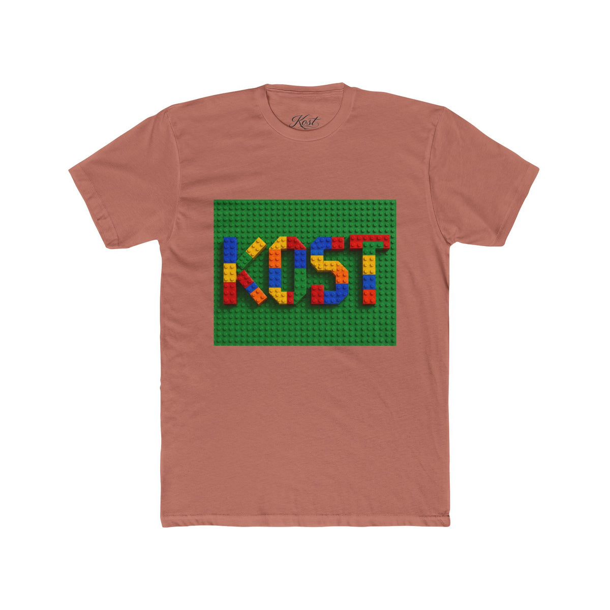 Kids Block Name Tee — Colorful Building Brick 'KOST' Graphic Shirt