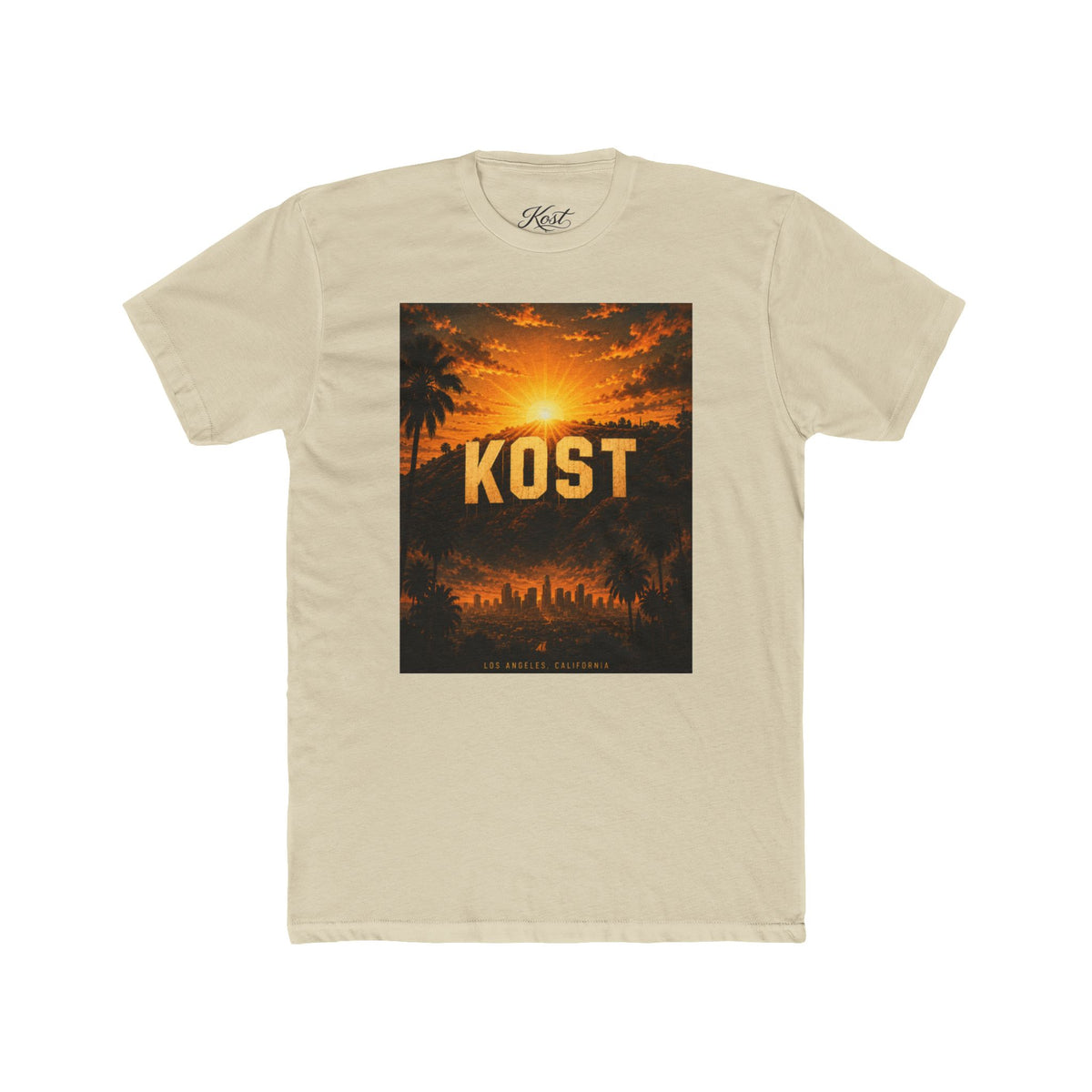 KOST Sunset Graphic Tee — Retro Palm Tree Cityscape T-Shirt
