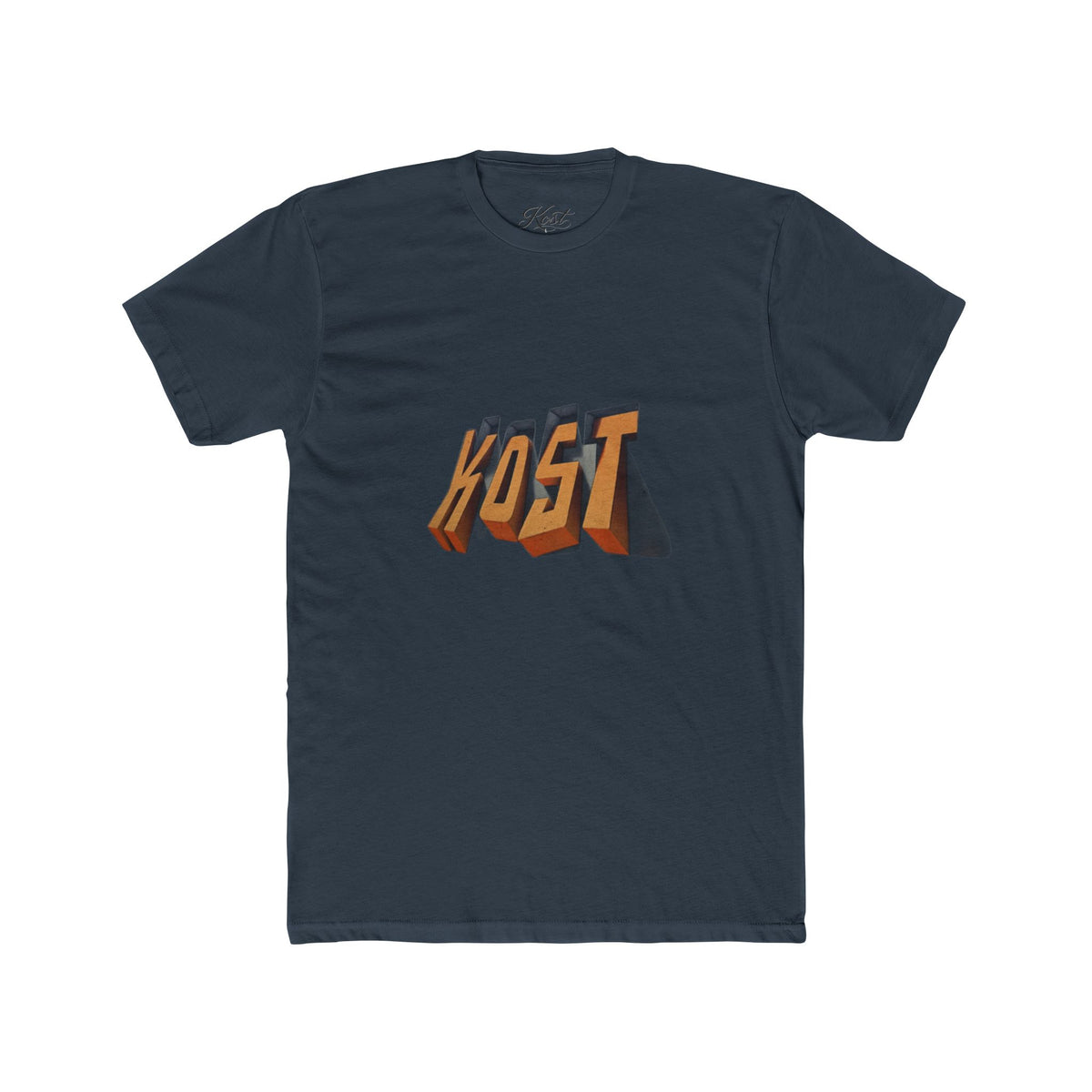 Retro 3D 'KOST' Graphic Tee — Vintage Orange Shadow Cotton T-Shirt