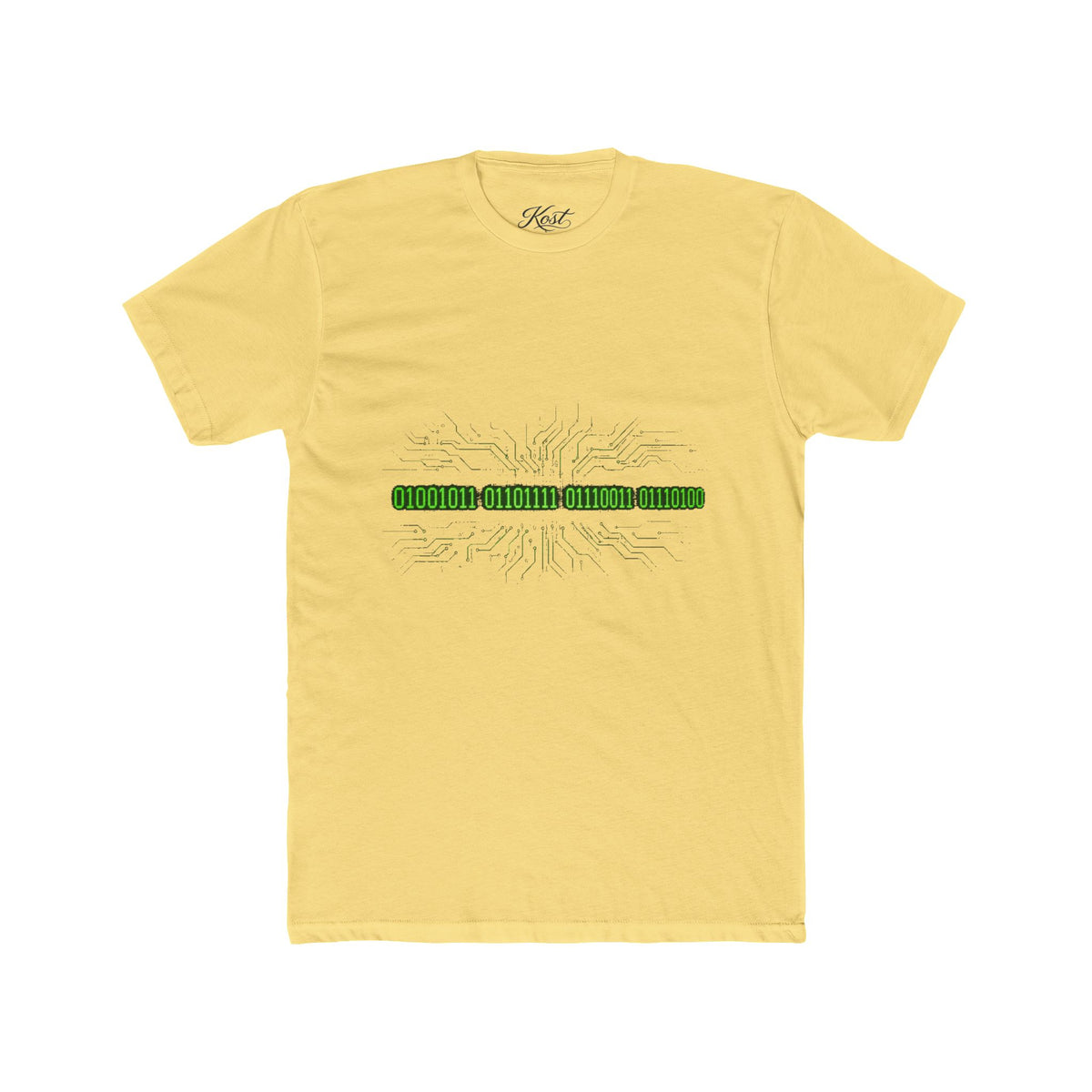 White Crew Tee — Minimal Green Stripe Graphic Tee