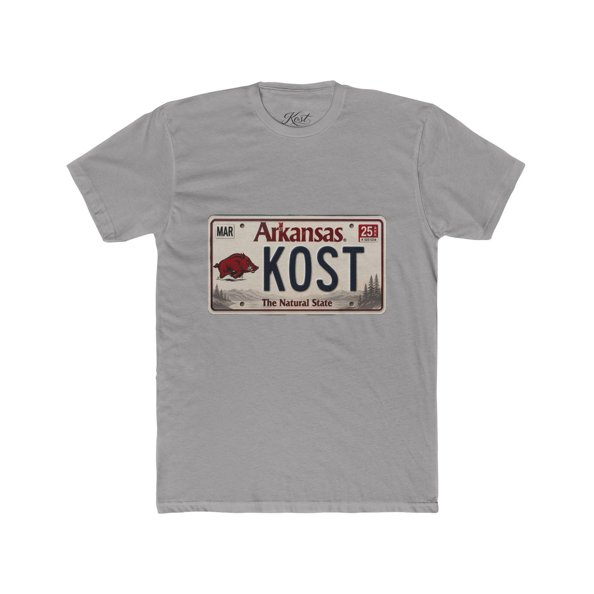 Arkansas License Plate Tee — "KOST" Vintage State Pride T-Shirt