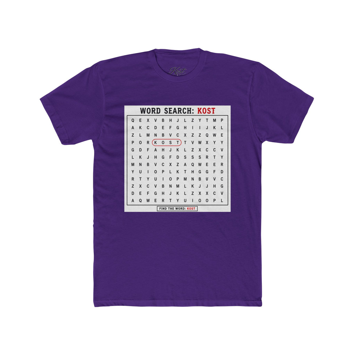 Word Search T‑Shirt — "Kost" Puzzle Graphic Tee