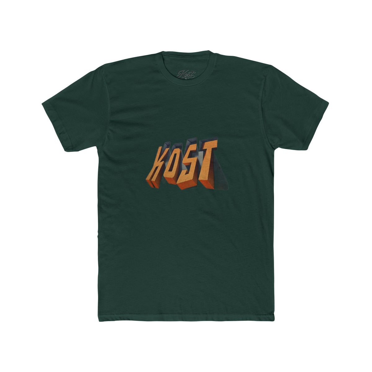 Retro 3D 'KOST' Graphic Tee — Vintage Orange Shadow Cotton T-Shirt