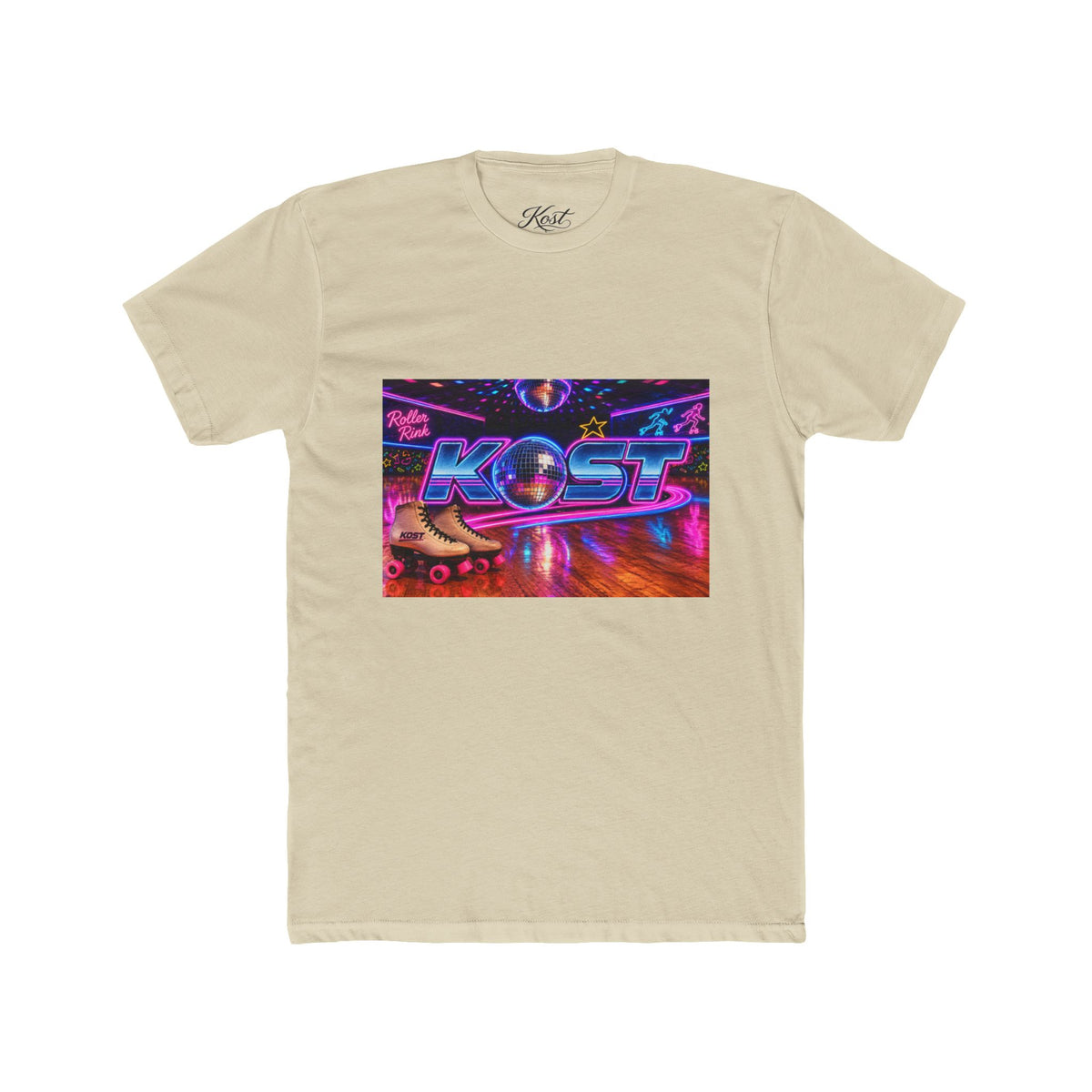 Retro Roller Disco Tee — "KOST" Neon 80s Skate Graphic T-Shirt