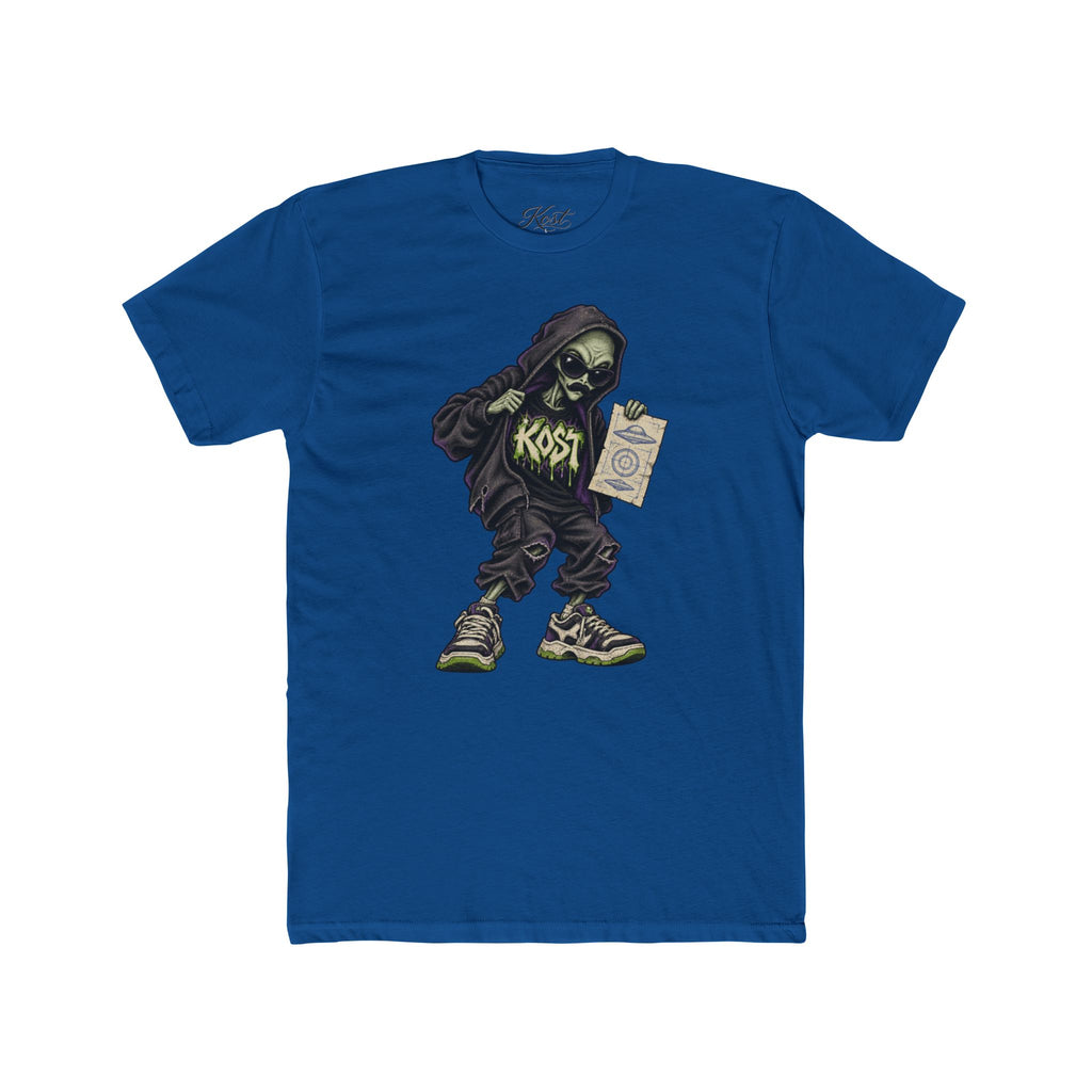 Skull Hood Crew Tee — Grunge Streetwear Graphic T-Shirt with 'Kost' Design