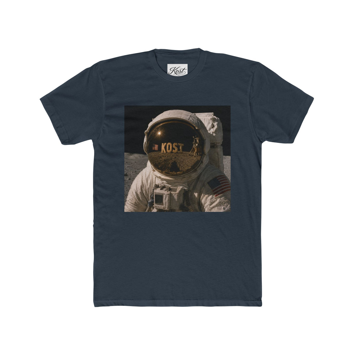 Astronaut Helmet Tee — 'KOST' Reflective Space Graphic T‑Shirt